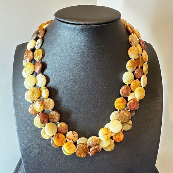 18", three strand jasper and pearl disk necklace with sterling silver clasp! - Picture 16 of 16